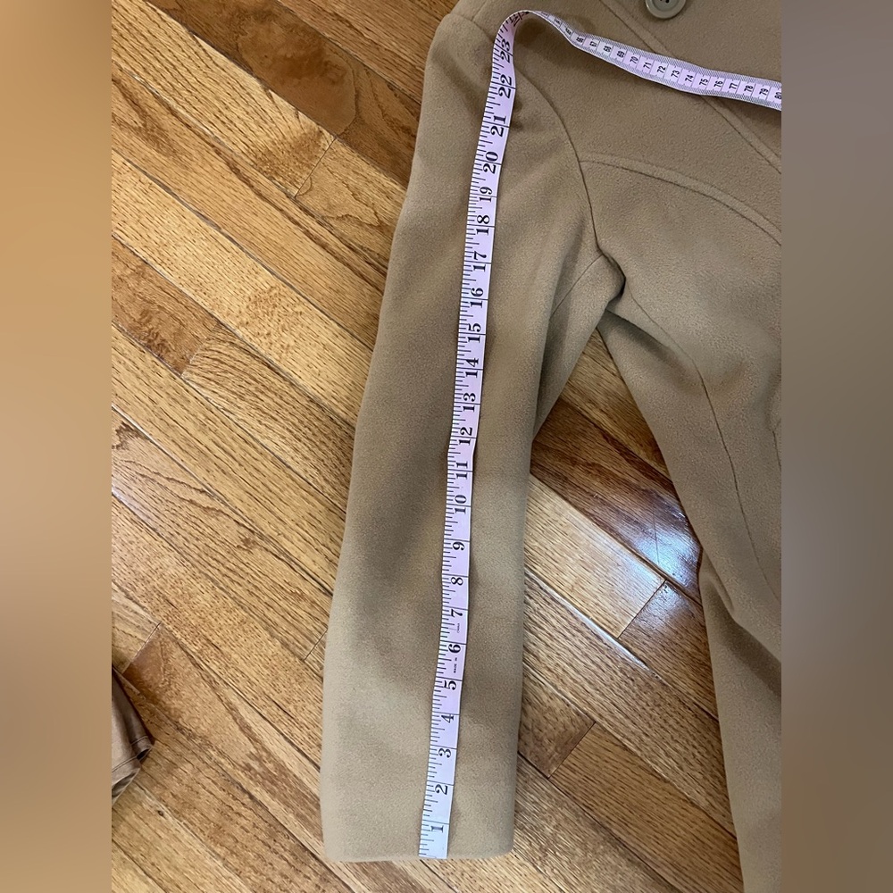 Anne Klein Wool Blend Double-Breasted Hooded Coat | Size Small | Camel Tan - Picture 8 of 9